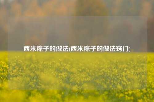 西米粽子的做法(西米粽子的做法窍门)